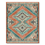 Teal Terracotta Diamond Southwestern Area Rug