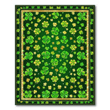 Lucky Shamrock Green Area Rug with Gold Border