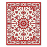 Red Ivory Persian Floral Medallion Rug