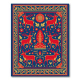 Majestic Red Stag Heritage Tribal Rug