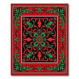 Red Border Persian Floral Medallion Rug