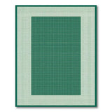 Green Geometric Grid Border Area Rug