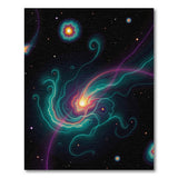 Cosmic Teal Nebula Swirl Area Rug