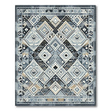 Blue and Teal Teal Geometric Diamond Area Rug