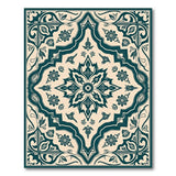 Traditional Persian Teal Floral Medallion Persian Rug
