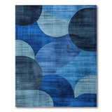 Blue Overlapping Circles Geometric Area Rug