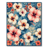 Teal Hibiscus Floral Area Rug