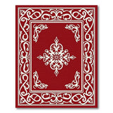 Ornate Red Persian Medallion Area Rug with White Borders