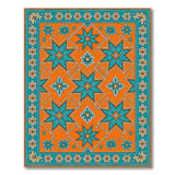 Vibrant Orange Teal Star Medallion Rug