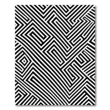 Endless Maze Black White Geometric Area Rug