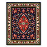 Multi-color and Patterns Navy Persian Floral Medallion Area Rug