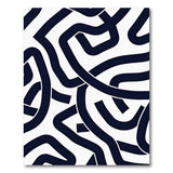Black White Wavy Lines Abstract Area Rug