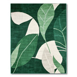 Green Emerald Green Abstract Leaf Area Rug