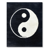 Yin Yang Black White Shag Area Rug