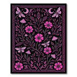 Mystical Pink Floral Mushroom Dragonfly Rug
