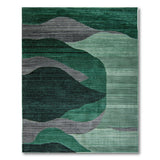 Emerald Grey Wave Abstract Area Rug