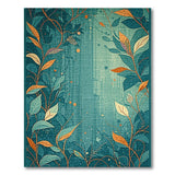 Teal Leaf Vine Area Rug