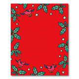 Festive Pink Birds Teal Holly Red Area Rug