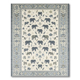 Whimsical Blue Elephant Motif Area Rug