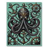 Octopus Anchor Teal Area Rug