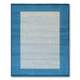 Blue Border Woven Coastal Area Rug