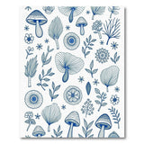 Whimsical Blue Mushroom Floral Meadow Rug