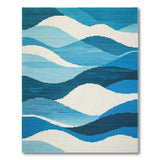 Layered Blue Waves Geometric Area Rug