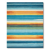 ODIKA Washable Striped Multi-Color Area Rug - Low Pile Non-Slip Rug for Living Room