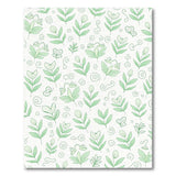 Whimsical Green Leaf Flower Sketch Area Rug