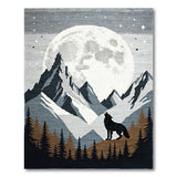 Howling Wolf Full Moon Mountains Grey Rug