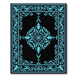 Teal Ornate Medallion Black Area Rug