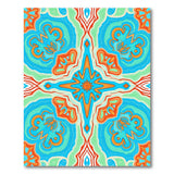 Vibrant Teal Orange Geometric Mandala Area Rug