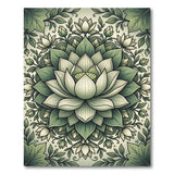 Ornate Green Lotus Mandala Area Rug