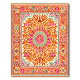 Multi-color and Patterns Boho Chic Vibrant Orange Mandala Boho Area Rug