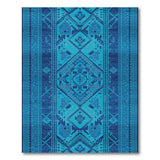 Blue Teal Heritage Tribal Geometric Area Rug
