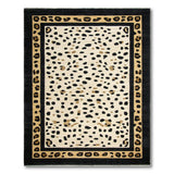 Cream Leopard Print Area Rug with Black Border