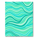 Coastal Beach Blue and Teal Teal Wave Coastal Area Rug