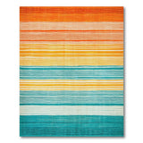 Sunset to Teal Gradient Striped Area Rug