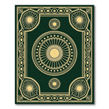 Traditional Persian Green Emerald Green Gold Medallion Persian Rug