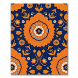Vibrant Orange Floral Navy Area Rug