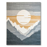 Grey Layered Mountains Sunrise Rug