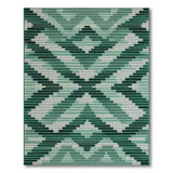 Emerald Teal Zigzag Geometric Area Rug