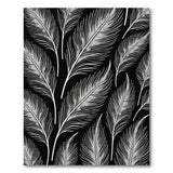 Elegant White Feathers on Black Area Rug