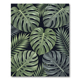 Lush Green Monstera and Palm Area Rug