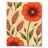 Vibrant Orange Poppy Floral Area Rug