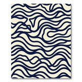 Bold Navy Wave Abstract Area Rug