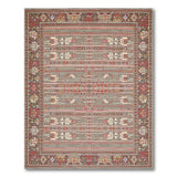 Grey Heritage Tribal Area Rug with Red Borders