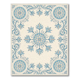 Teal Mandala Floral Cream Area Rug