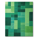 Vibrant Green Geometric Block Area Rug