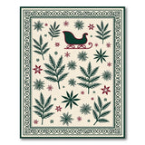 Festive Green Sleigh Leaf Area Rug